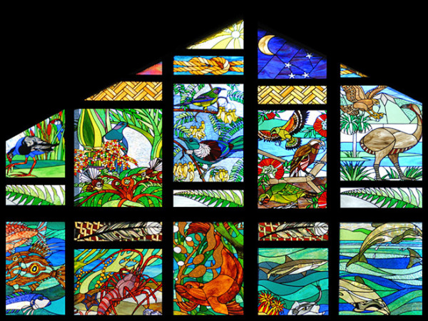 NPM stained glass window