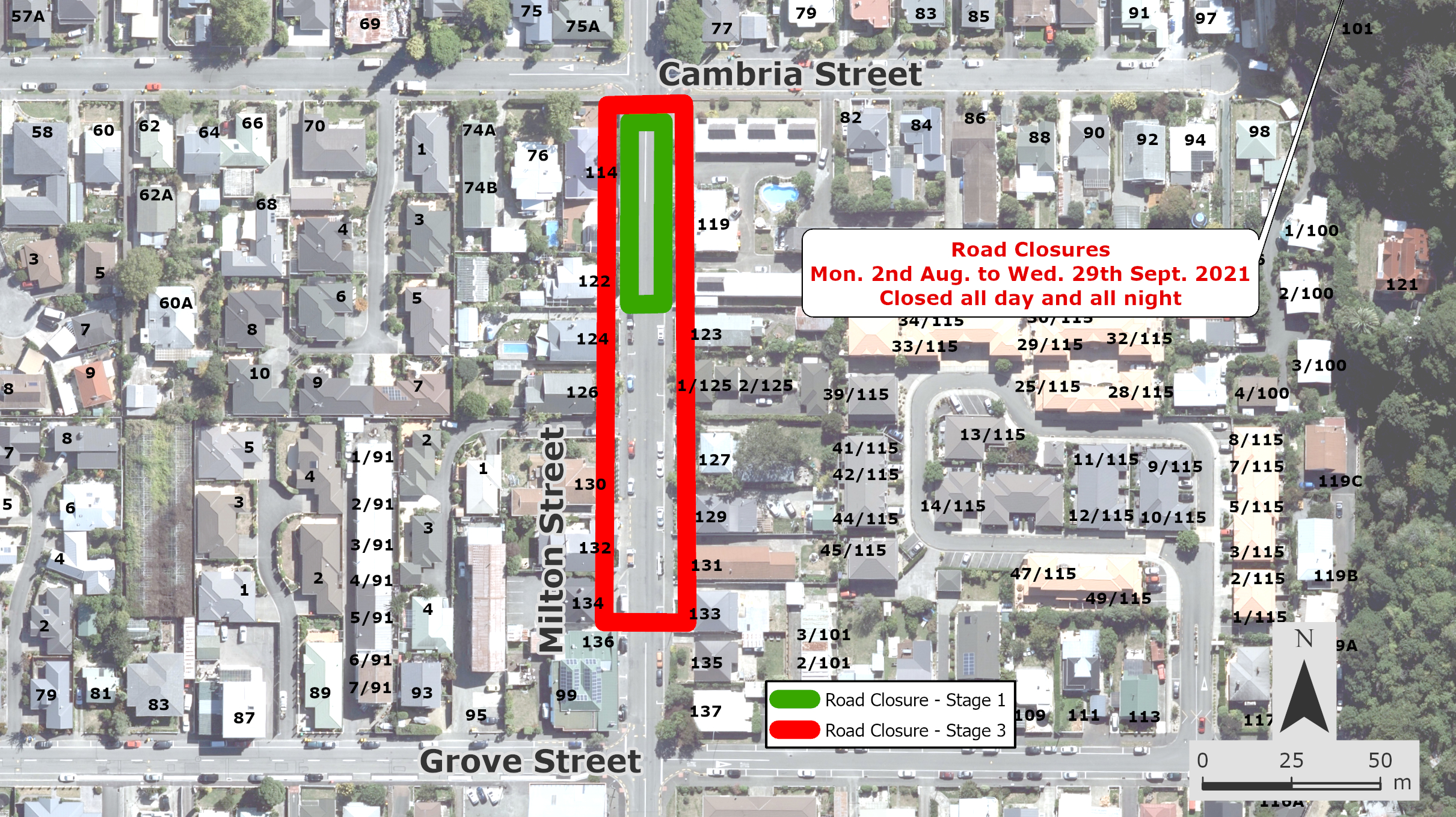 Temporary Road Closure Milton Street CANCELLED Nelson City