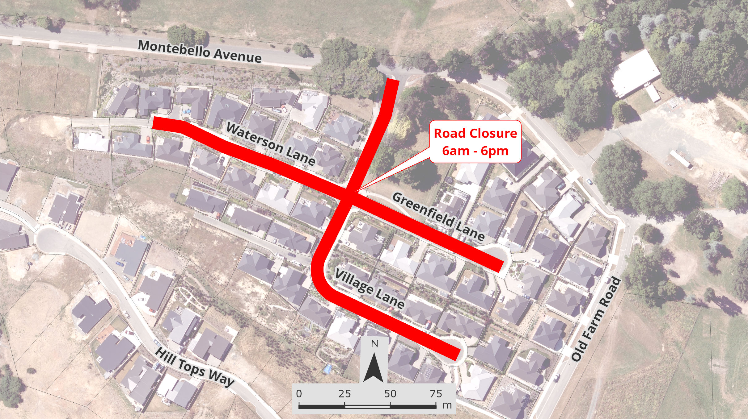 Temporary Road Closure Village Lane Greenfield Lane Waterson