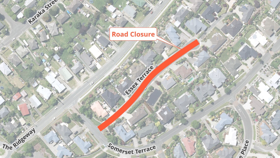 Map Road Closure Essex Terrace Fulton Hogan 11 Nov 2024