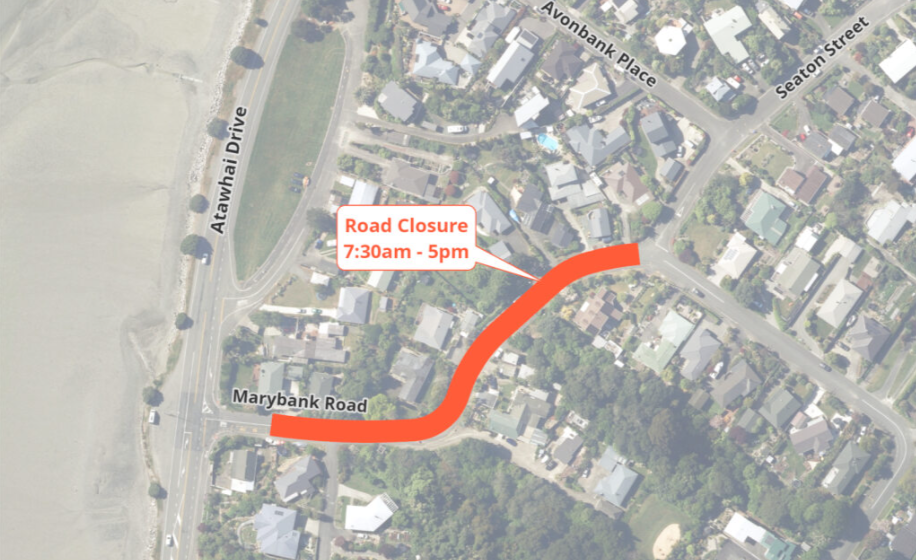 Map Road Closure Marybank Road Fulton Hogan 25 Nov 2024 