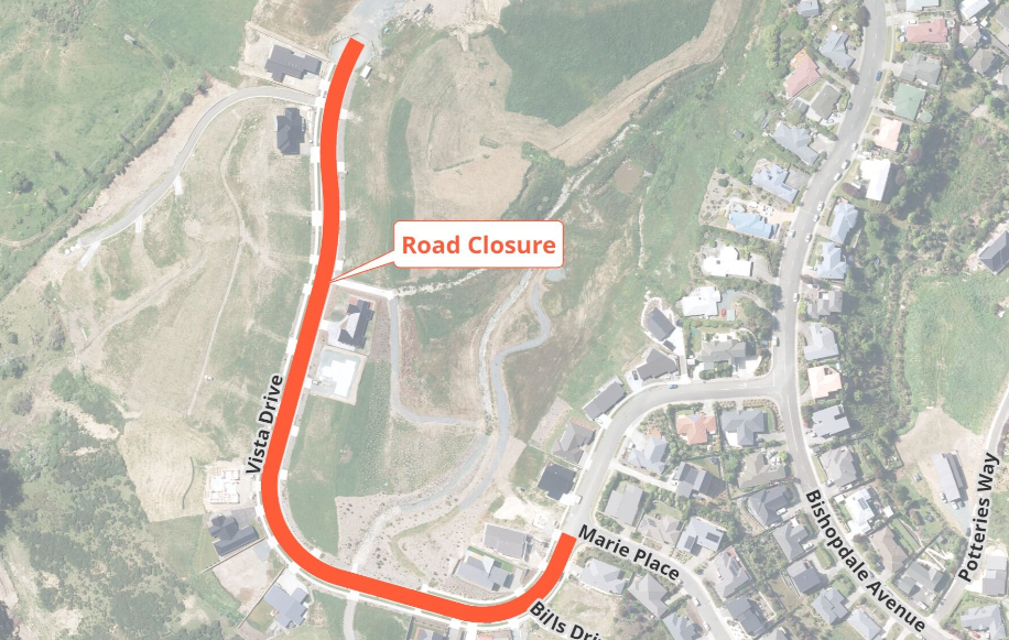 Map Road Closure Vista Drive Fulton Hogan 11 Nov 2024