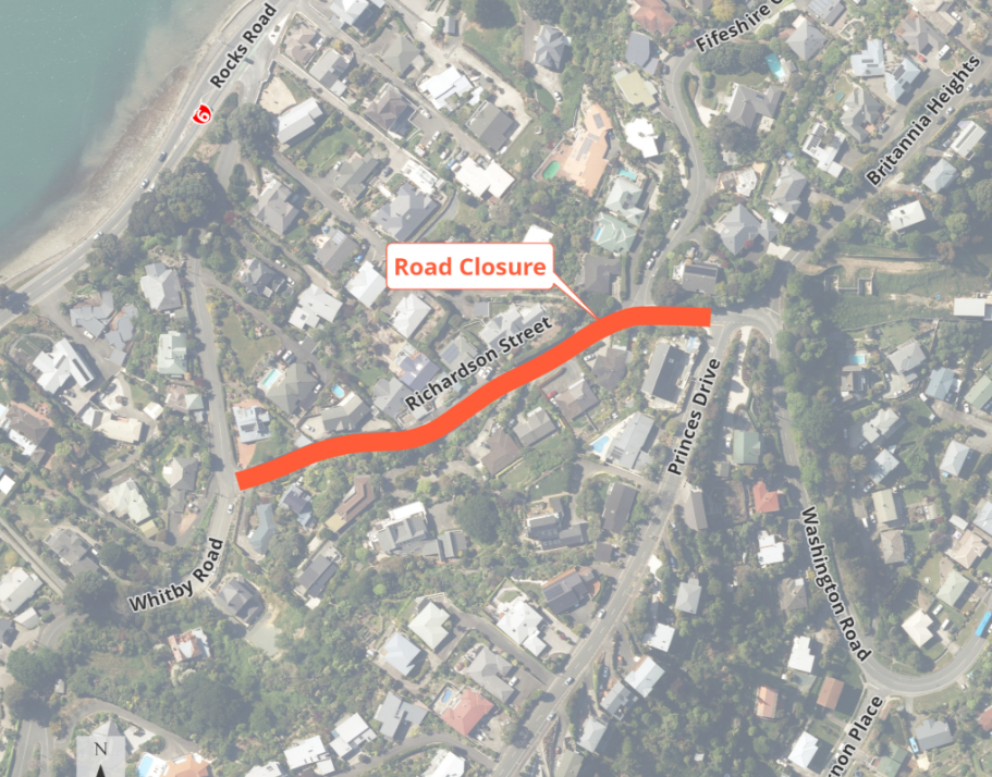 Map Road Closure Richardson Street Fulton Hogan 10 Mar 2025 v2