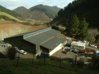 An overhead shot of the Tantragee Water Treatment Plant in a valley. 