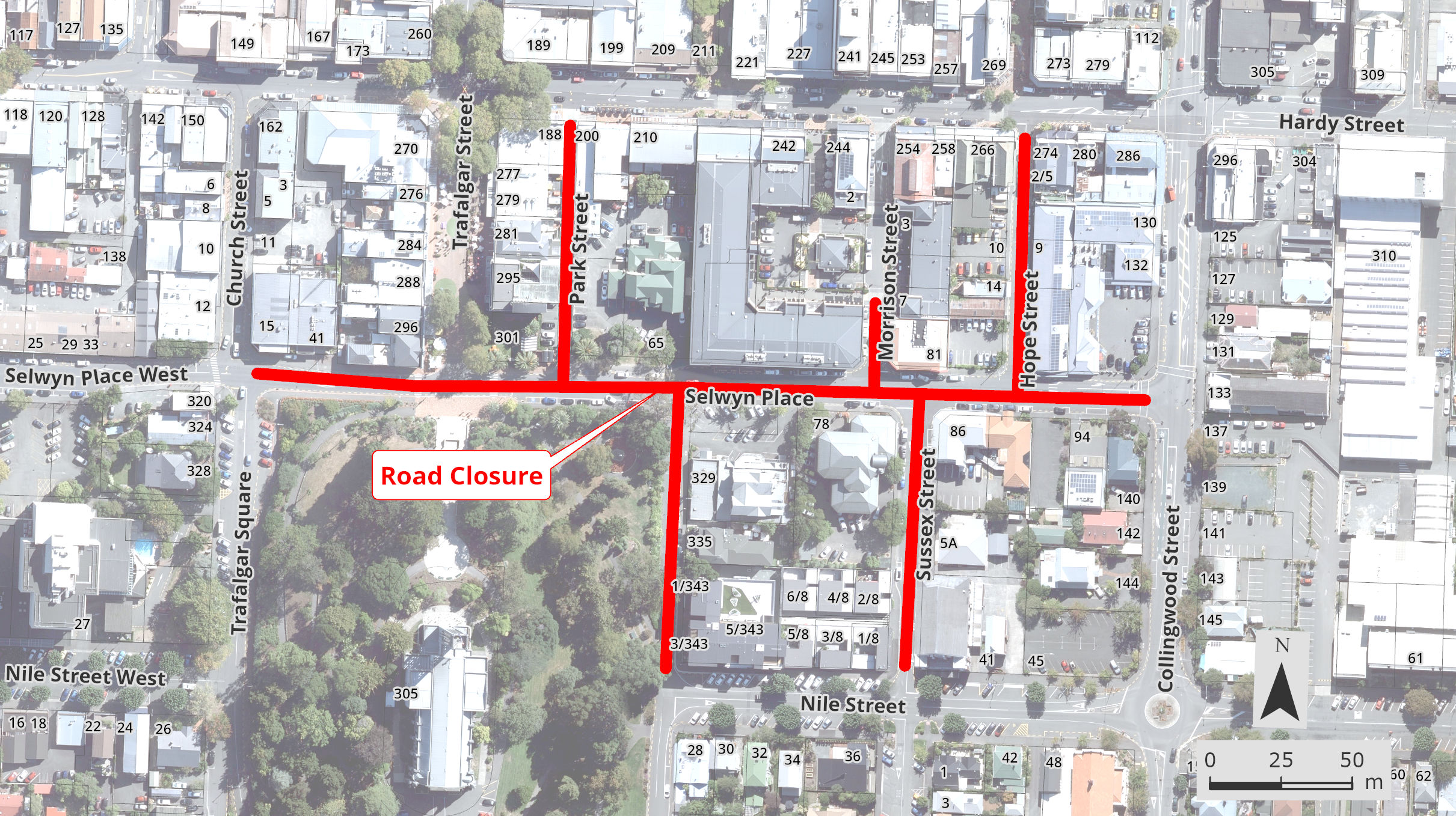 GIS 2022 Selwyn Place Area Road Closure Notice of Temporary Works 07Mar2022