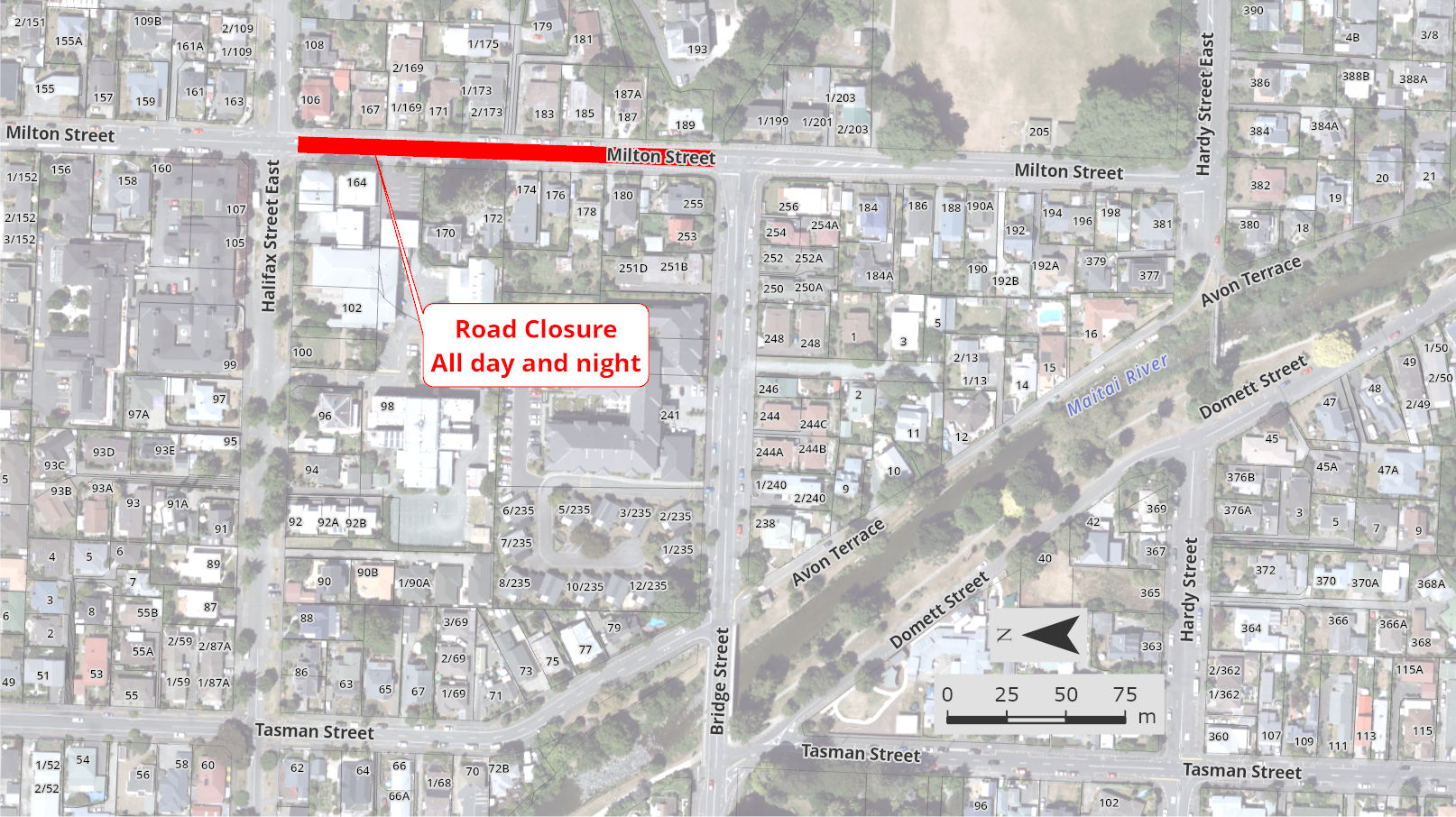 GIS Map Proposed Road Closure Milton Street 01Dec2022