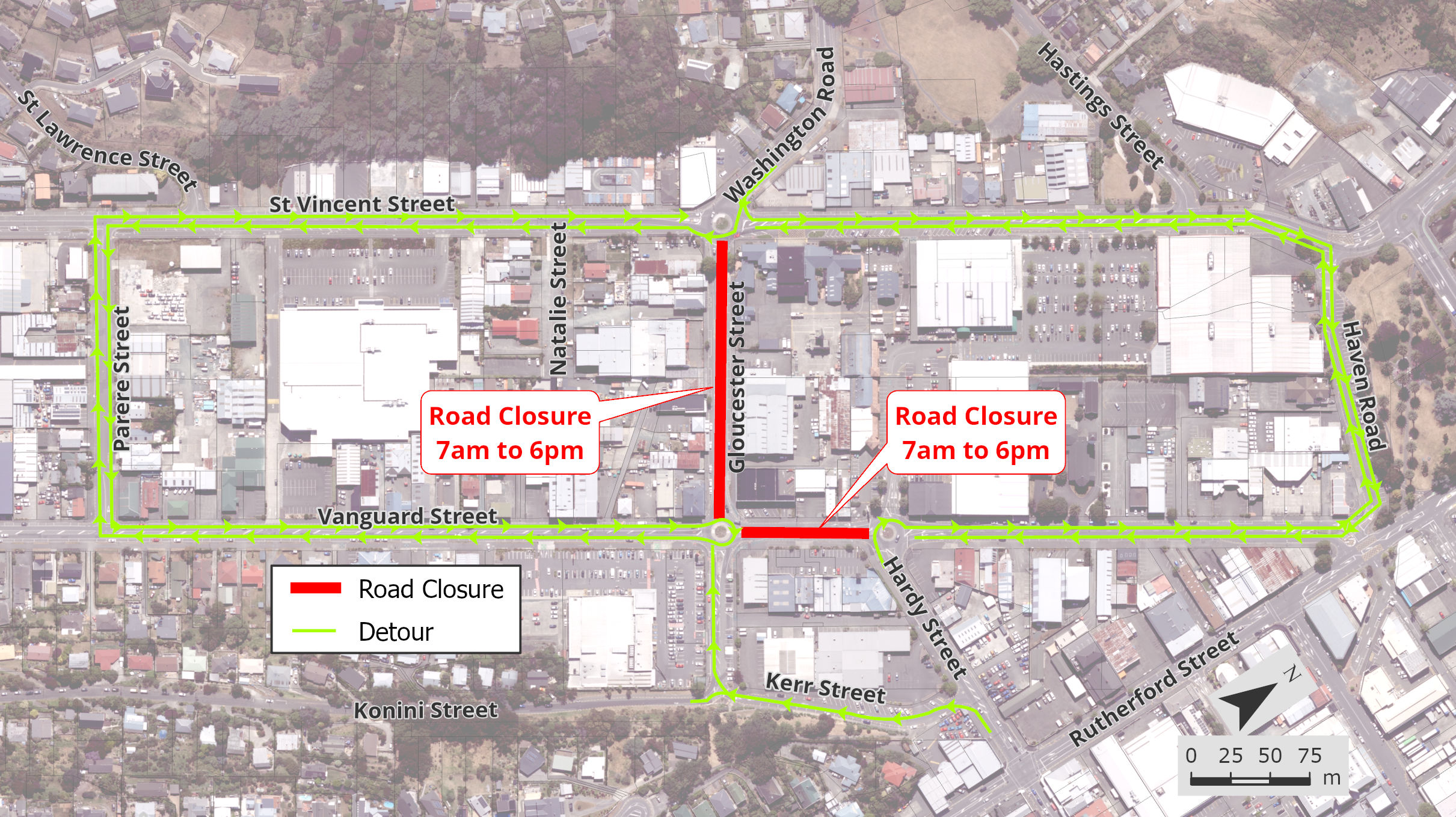 Temporary Road Closure Vanguard Street and Gloucester Street