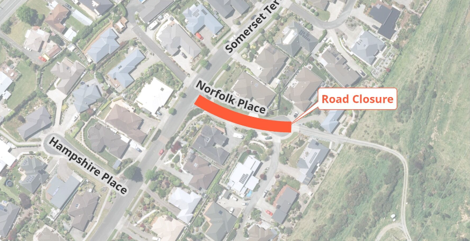 Map Road Closure Norfolk Place Fulton Hogan 11 Nov 2024