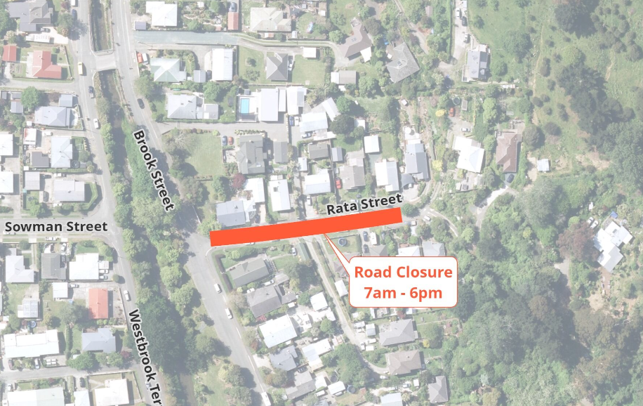 Map Road Closure Rata Street Fulton Hogan 20 Jan 2025 