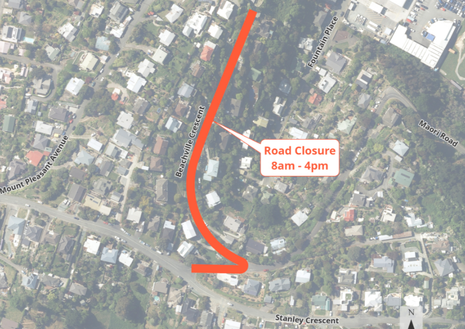 Map Road Closure Beachville Crescent Nelmac 23 Jan 2025 v2